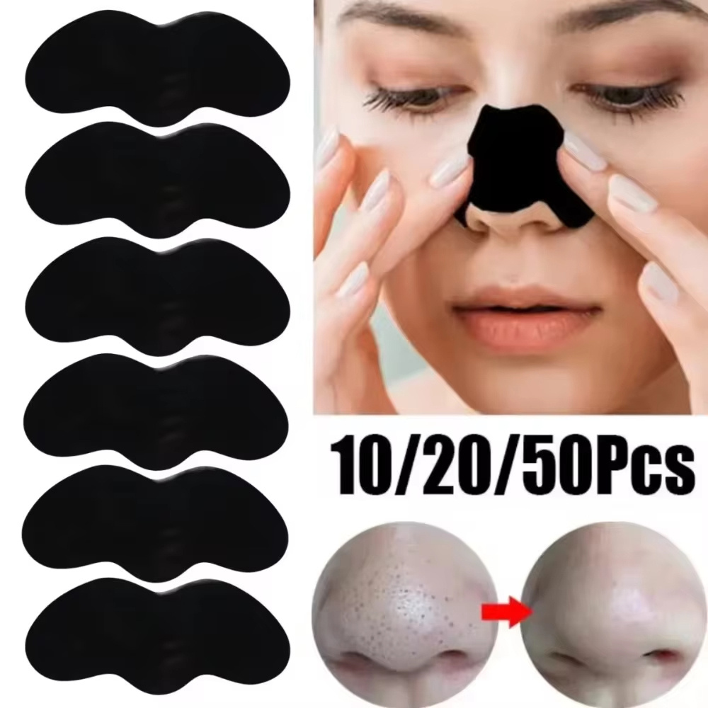 Charcoal Pore Strip - แผ่นลอกสิวเสี้ยนทำความสะอาดรูขุมขน 10/20/50/100 ชิ้น แผ่นทำความสะอาดจมูก กำจัดสิวหัวดำ อุปกรณ์ดูแลผิวหน้า