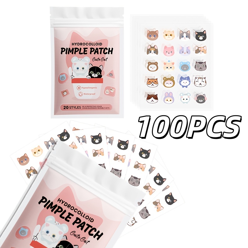 Skincare You - แผ่นแปะสิวรูปแมวน่ารัก 100 ชิ้น กันน้ำและกันเหงื่อ เหมาะสำหรับทุกสภาพผิว