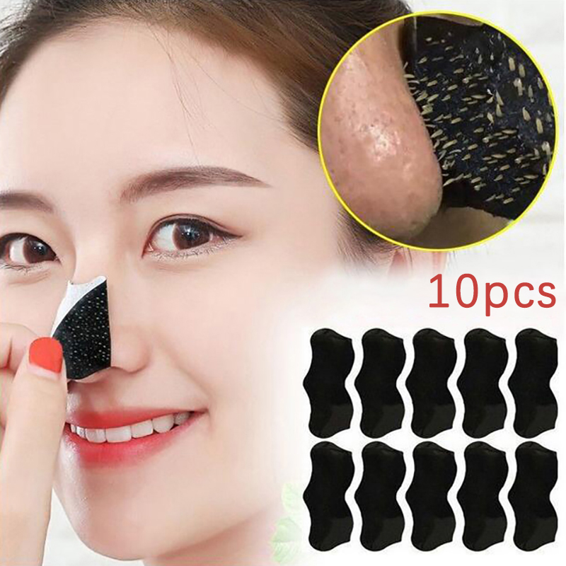 Charcoal Pore Strip - แผ่นลอกสิวเสี้ยน 10 ชิ้น สำหรับทุกเพศ สีดำ ทำความสะอาดล้ำลึก