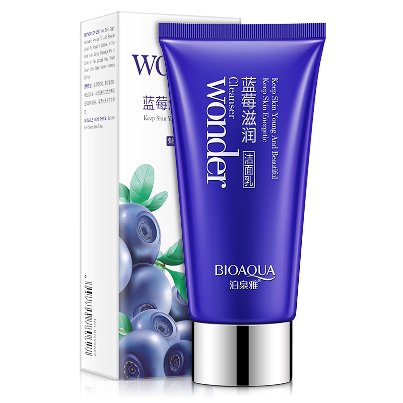 Skincare Bioaqua - BIOAQUA 100 กรัม โฟมล้างหน้าบลูเบอร์รี่ สารสกัดจากพืช ฟองนุ่ม