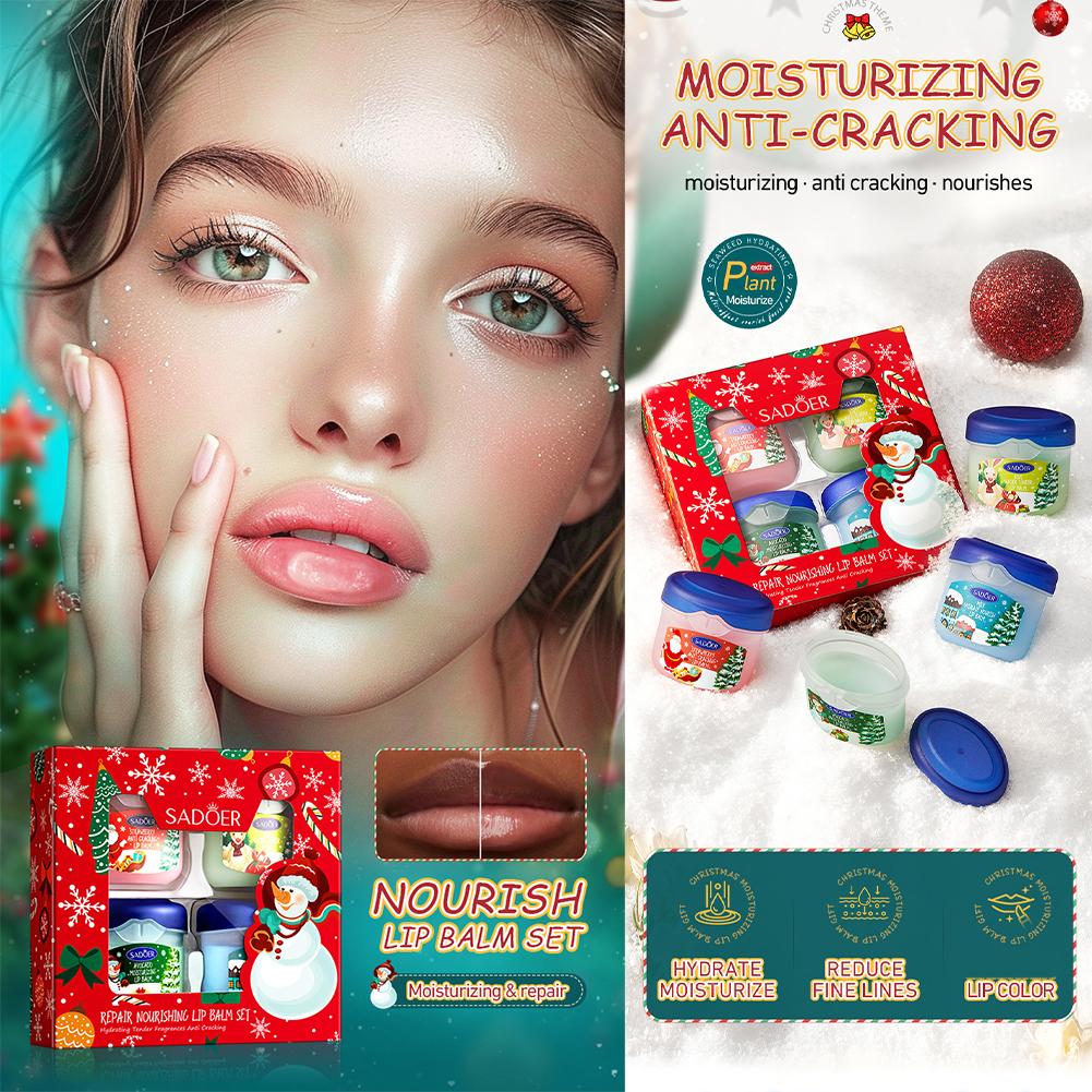 Skincare Xmas Sets - ชุดลิปบาล์มคริสต์มาส 3/4/5/6/10 ชิ้น/ชุด บำรุงและให้ความชุ่มชื้น ลิปบัตเตอร์ บำรุงผิว