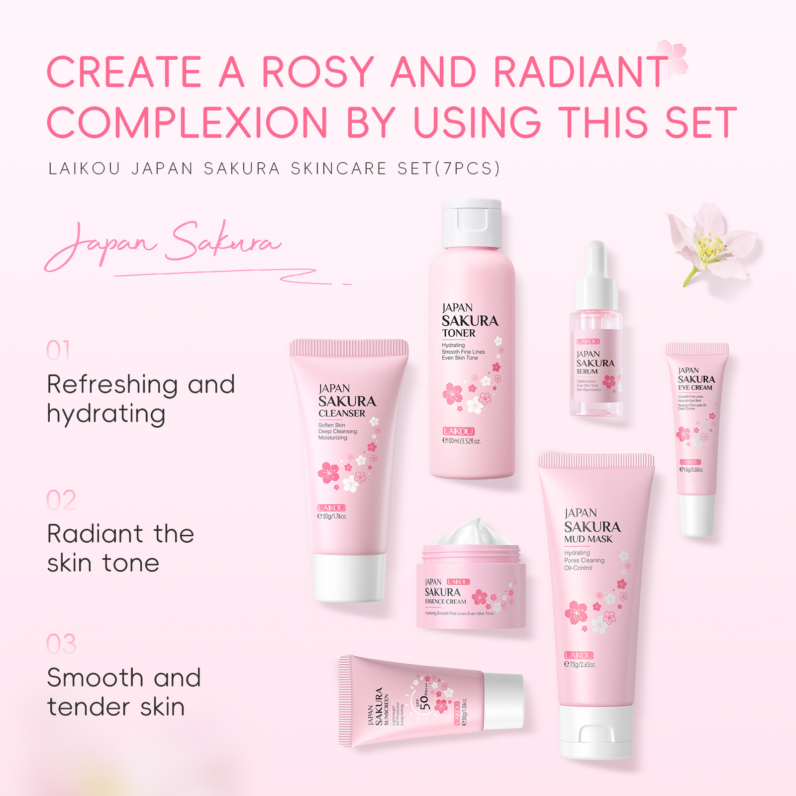 ชุดผลิตภัณฑ์ดูแลผิวหน้าซากุระเ - Skincare Bioaqua บทวิจารณ์และราคา